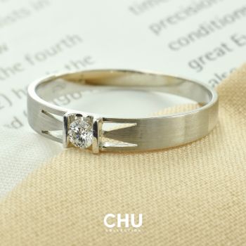 แหวนประดับเพชรบนเรือนทองขาว V5585