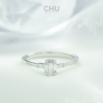 แหวนประดับเพชรบนเรือนทองขาว V15607