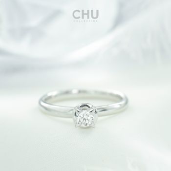 แหวนประดับเพชรบนเรือนทองขาว VW0007